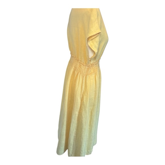 Magari Italy Yellow Linen Midi Dress Sz XL Summer Casual Lightweight - Picture 4 of 8